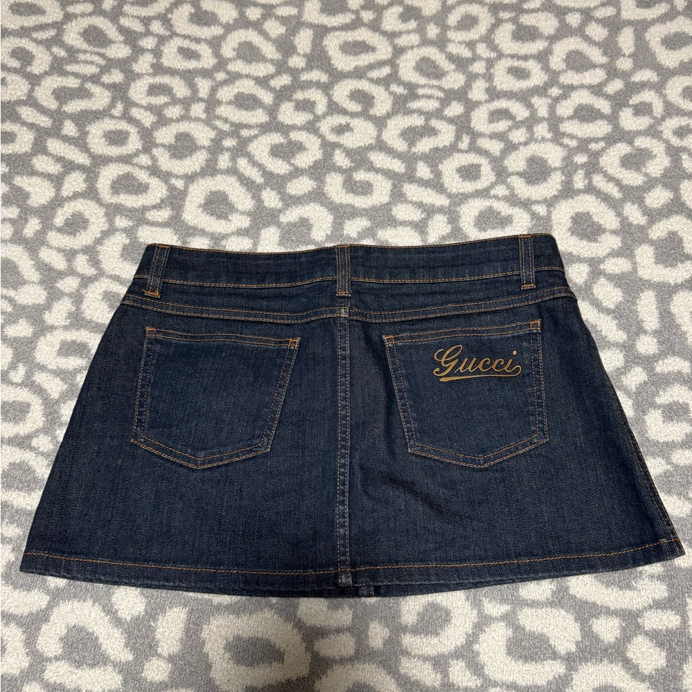 Gucci Women's Dark Blue Denim Mini Skirt 42/6